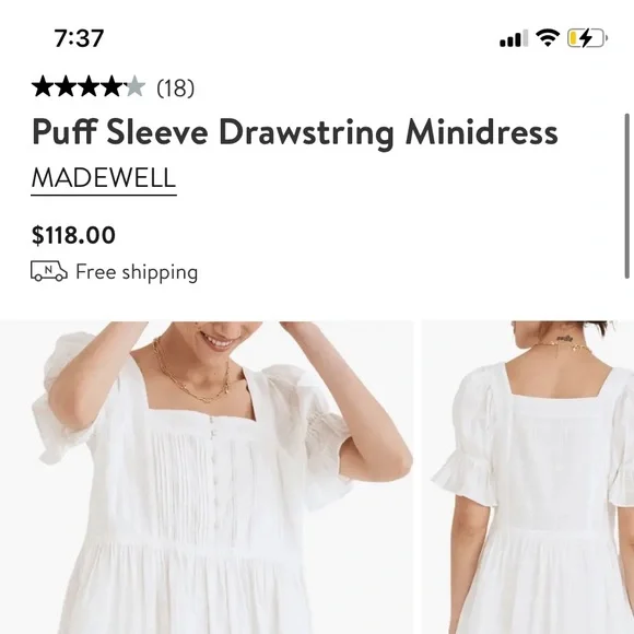Madewell puff sleeve drawstring mini dress - Picture 6 of 6